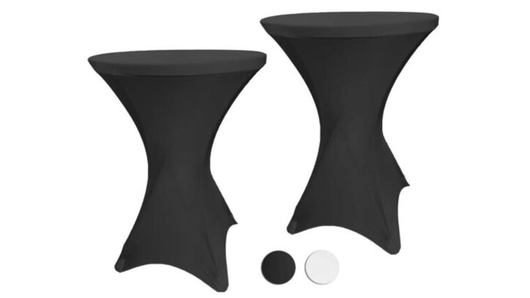 Spandex Black Tablecloths rental from NCW Event Rentals, available in Wenatchee, Cle Elum, Chelan and Leavenworth Washington