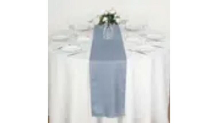 Table Runners Dusty Blue Polyester 108" L x 12" W rental from NCW Event Rentals, available in Wenatchee, Cle Elum, Chelan and Leavenworth Washington