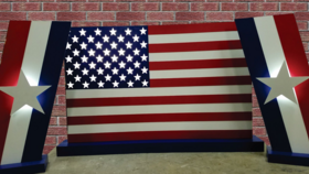 Image of a Giant USA 3D Illuminated Flag Set (on Platforms)