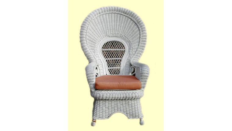 White Wicker Throne Chair BnB Events Decor LLC