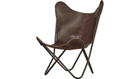 Image of a Accent Chair - Butterfly Leather Chair - Dark Brown