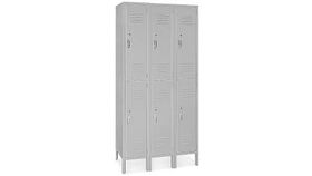 Image of a Double Tier - 3 Wide Locker Room Lockers - Grey