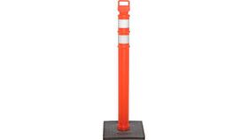 Image of a 45" Orange Delineator Post w/o Base With Reflective Lines