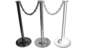 Image of a 38" White Powder Coat Finish Metal Stanchion Post & Base Only