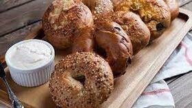 Image of a Assorted Bagels With Cream Cheese