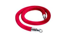 Image of a 10' Red Velour Stanchion Rope With Black Snap Clasp