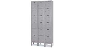 Image of a Six Tier - 3 Wide Locker Room Lockers Prop - Grey