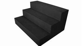 Image of a 1 Step Stage Stairs w/o Rail Rental - Black Wood