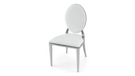 Image of a Bride and Groom Stainless Steel Ava Dining Chair Set White and Silver