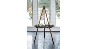 Image of a Wooden Floor Easel with Adjustable Shelf Wedding Art Stand for Large Sign Display Rustic Event