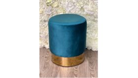 Image of a Ashanti Velvet Ottoman Collection Dark Teal