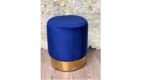 Image of a Ashanti Velvet Ottoman Collection Navy Blue