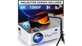 Image of a Projector Package WiFi and Bluetooth with Tripod Stand and 120" inch Projector Screen