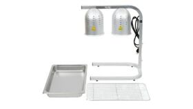 Image of a 3 Pieces Free Standing Heat Lamp with Food Warmer and Pan and Grate