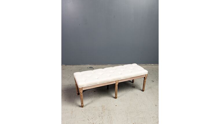 Picture of a Ellie - Tufted Cream & Wood Bench