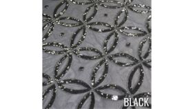 Image of a 120 Round Black Delano Sequins Overlay