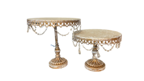 Image of a White + Gold Jeweled Cake Stands
