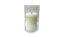 Image of a 6" Clear Cylinder w/ Pillar Candle