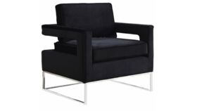 Image of a Accent Chair - Black Velvet with Gold Metal Base