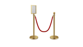 Image of a 3 ft. Gold Stanchion Post with Sign