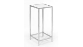 Image of a "AVENUE" TABLE BASES - BRIGHT CHROME FINISH with plexi top- white