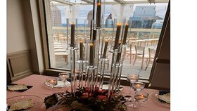 Image of a 32" Crystal Hurricane Candelabra Base with Fresh Floral base