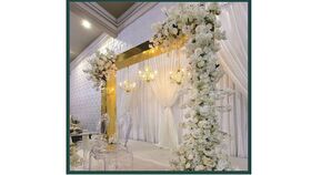 Image of a Gold Arch with Faux Florals