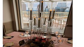 Image of a 32"Crystal Hurricane Candelabra Base without florals