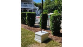 Image of a Pole Base Cover - White Wooden Planter Box