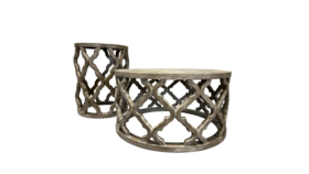 Image of a Geometric Wood End Table