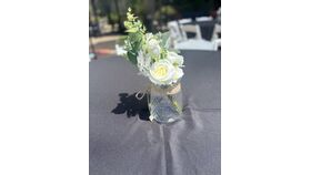 Image of a 14.5" Faux White Roses in Vase