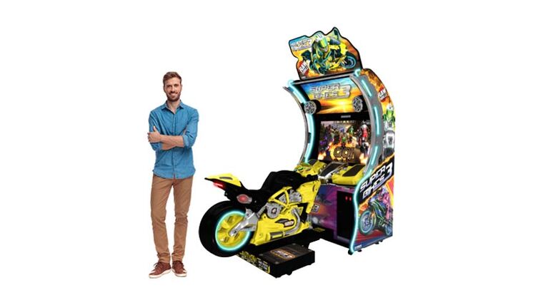 Super Bikes 3 Yellow Motorcycle Arcade - Game On!