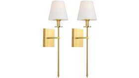 Image of a Gold and white sconce