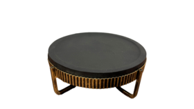 Image of a 10" Black Top with Gold Base Serving Stand