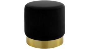 Image of a Black Velvet Ottoman with Gold Base