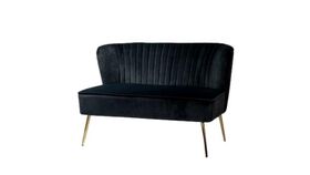 Image of a Black Velvet Loveseat Sofa with Gold Legs
