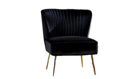 Image of a Black Velvet Chair with Gold Legs