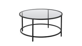 Image of a Black Round Glass Coffee Table