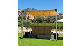 Image of a 12x12 Wood Cabana With Fabric