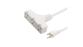 Image of a 10' White AC Triple Tap