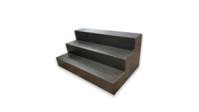 Image of a 24" x 42" Black Wooden 3 Step Unit