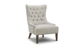 Image of a Tweed Tufted Wingback Chair