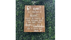 Image of a "6ft Apart" Social Distancing Wood Sign