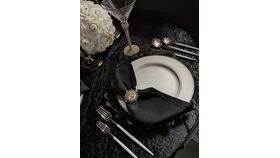 Image of a Modern Flatware 5pc set (silver w/ white handle)