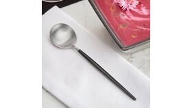 Image of a Modern Flatware (silver w/ black handle) dinner spoon