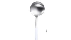 Image of a Modern Flatware (silver w/ white handle) dinner spoon