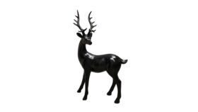 Image of a Animal - Deer Statue (head up), Hi-Gloss Black - 50" H x 28" L x 12" W