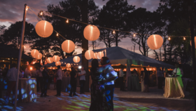 Image of a 10' Light Pole w/ White Fabric