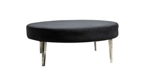Image of a 4ft Round Bed Ottoman w/ Silver Legs - Black