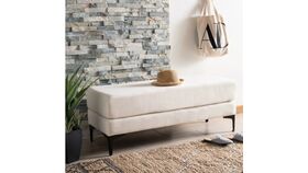 Image of a Bench – Cream Upholstery, Black Metal Legs | Modern Transitional